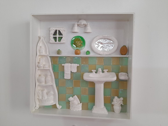 Quadro em mdf Branco para Decoração de Lavabo
