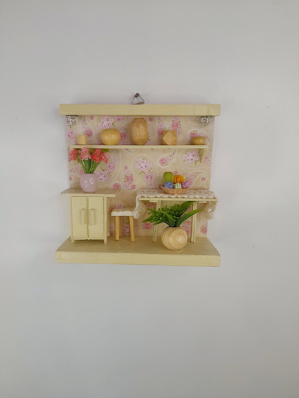 Quadro em mdf nas Cores Mineral e Rosa com Miniatura - Imagem 2