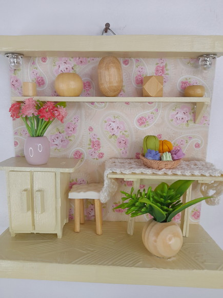 Quadro em mdf nas Cores Mineral e Rosa com Miniatura - Imagem 3