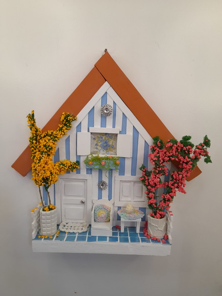 Quadro Frente de Casa Azul e Branco - Imagem 2