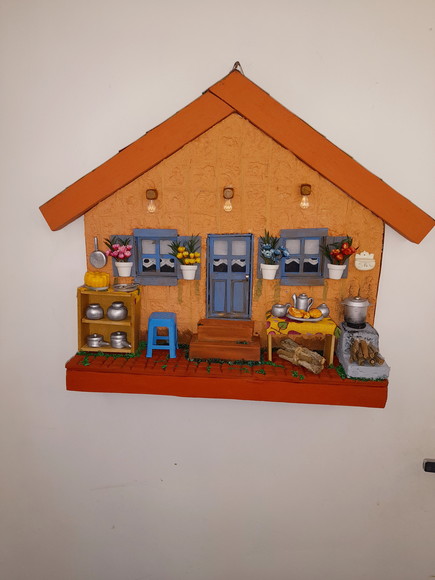 Quadro Frente de Casa Rústica Decorado com Miniatura