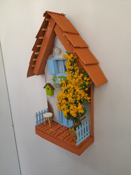 Quadro Mini Cenário Frente de Casa Azul e Branco - Imagem 5