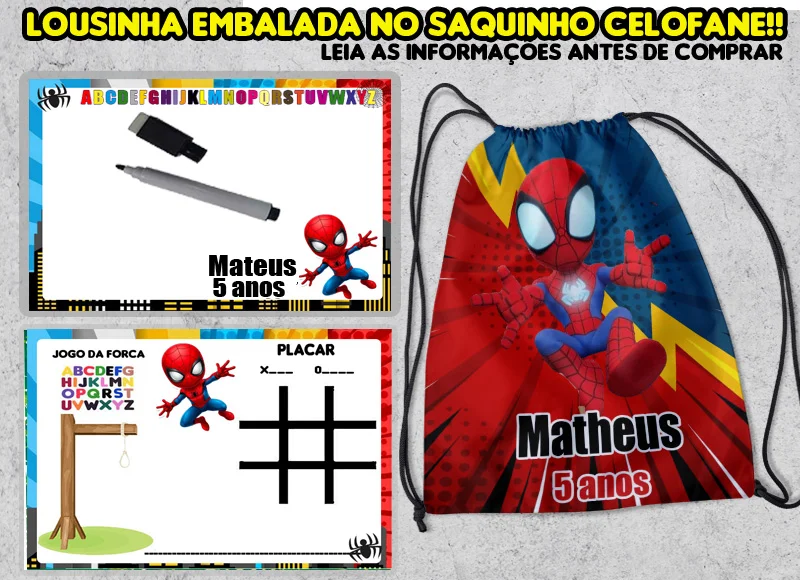 Kit Mochilinha e Lousa Magica Infantil Personalizada do Spider Man -Homem Aranha - Imagem 1
