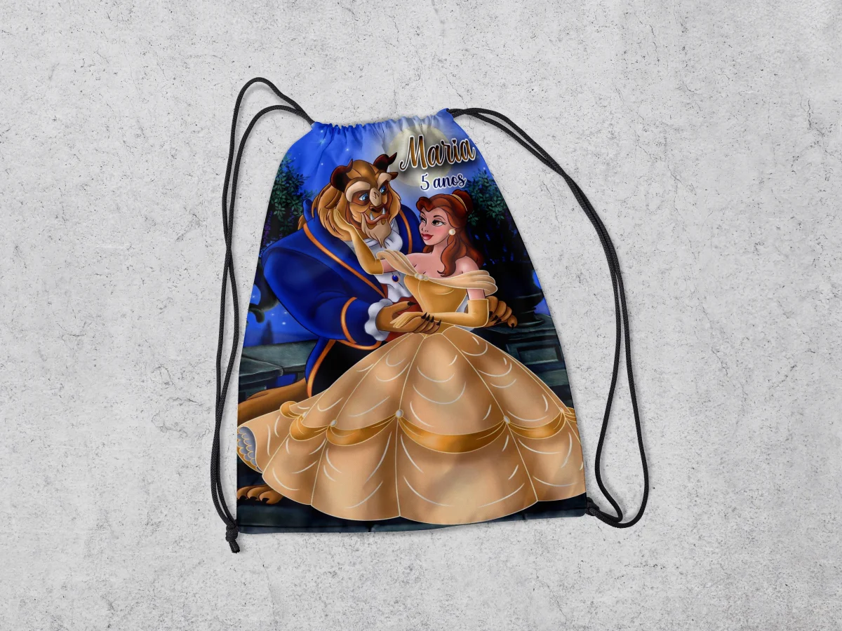 Mochilinha Personalizada para lembrancinhas da Bela e a Fera - Imagem 1