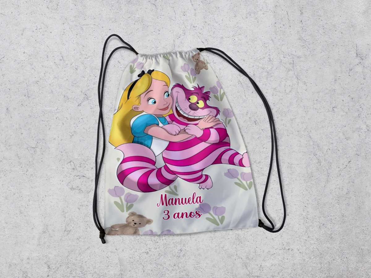 Mochilinha Personalizada para lembrancinhas da Alice no País das Maravilhas - Imagem 1