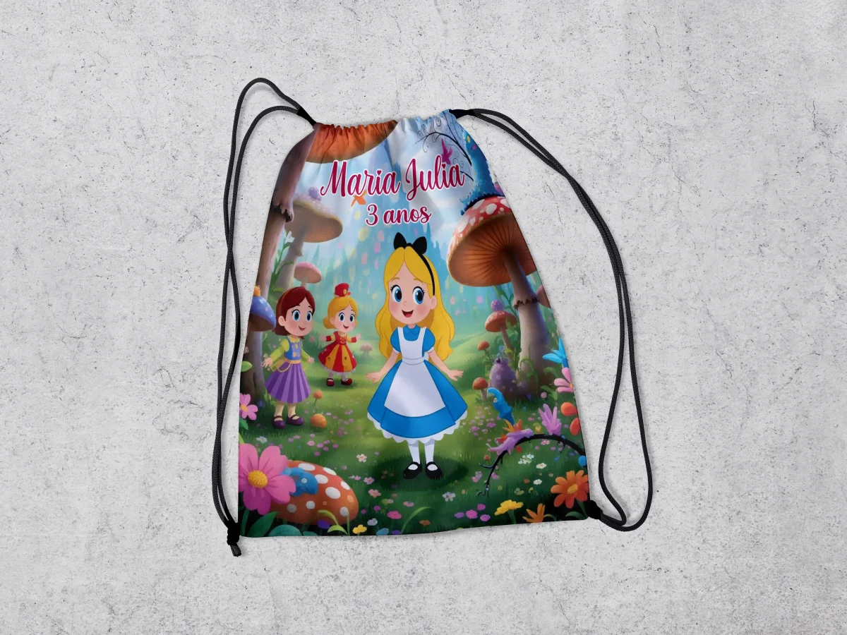 Mochilinha Personalizada para lembrancinhas da Alice no País das Maravilhas - Imagem 3