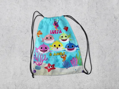 Mochilinha Personalizada para lembrancinhas dos Baby Shark