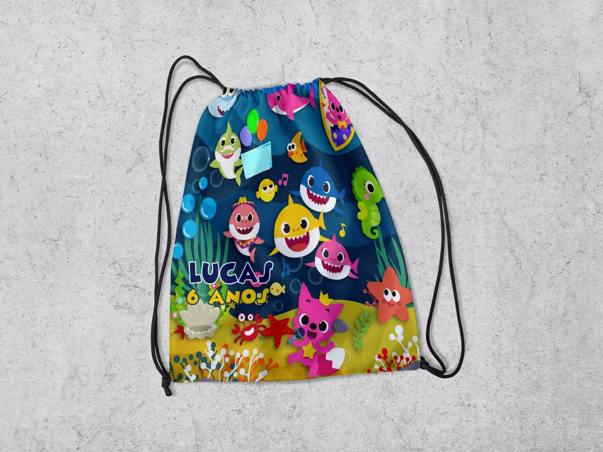 Mochilinha Personalizada para lembrancinhas dos Baby Shark - Imagem 2