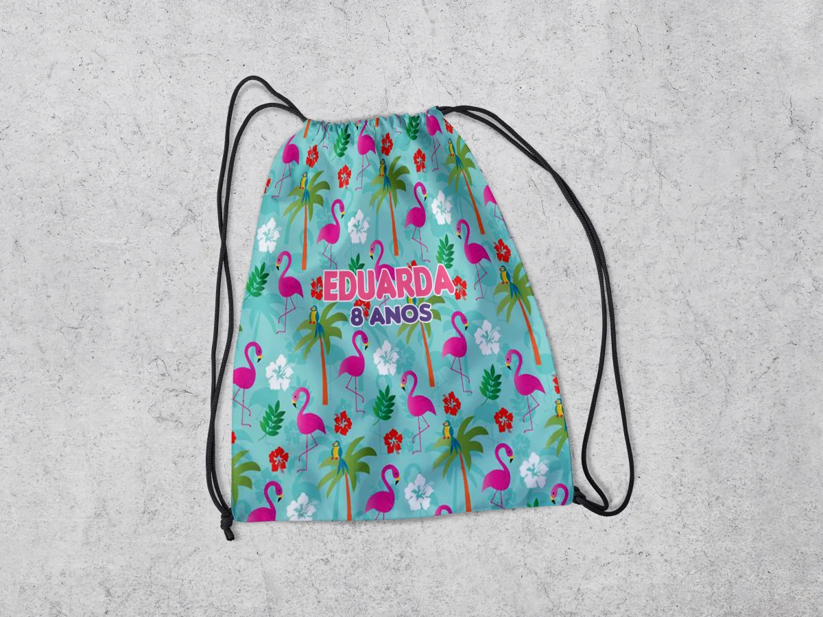 Mochilinha Personalizada para lembrancinhas Flamingos