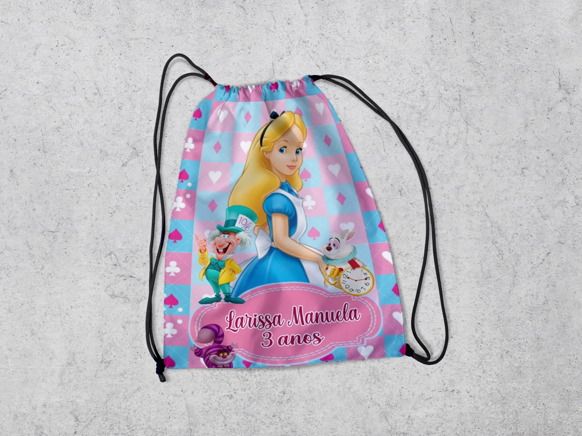 Mochilinha Personalizada para lembrancinhas da Alice No País das Maravilhas - Imagem 3