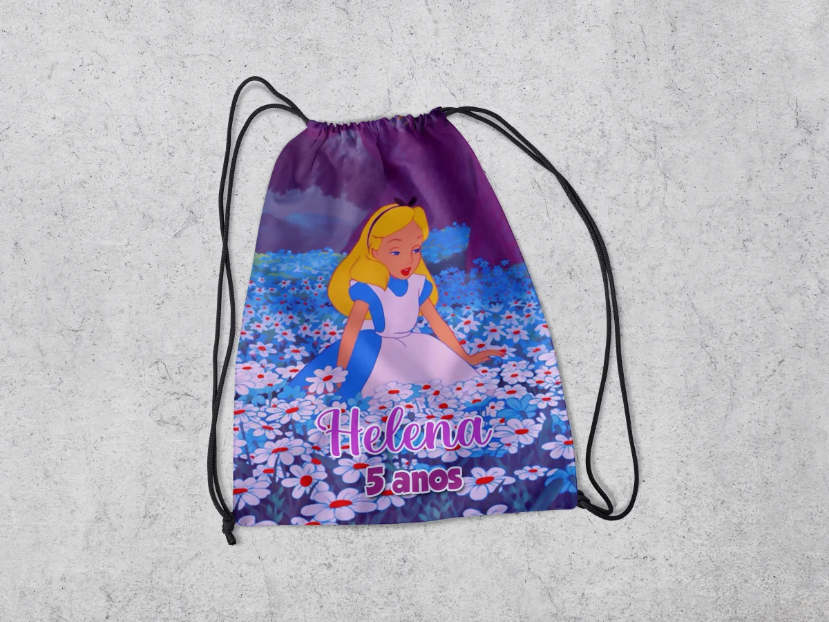 Mochilinha Personalizada para lembrancinhas da Alice No País das Maravilhas - Imagem 1