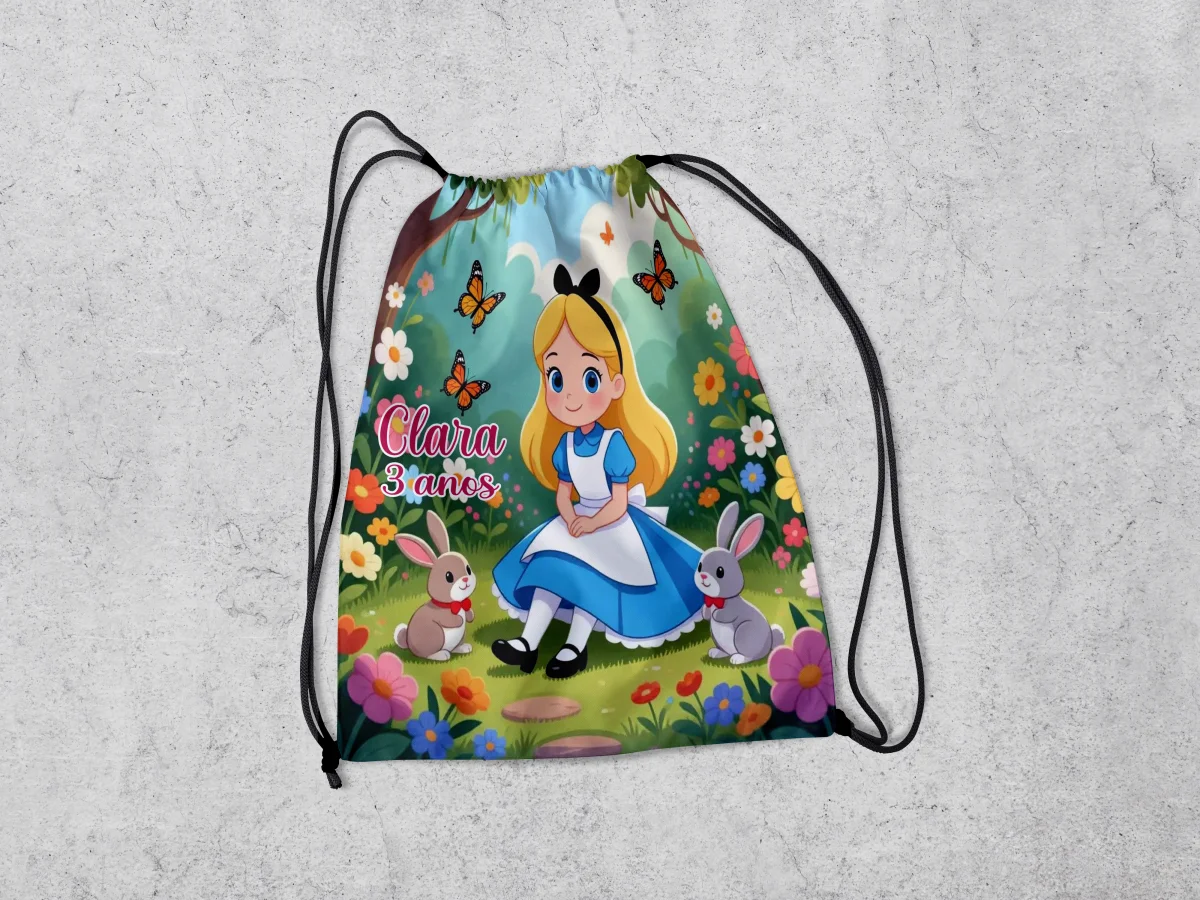 Mochilinha Personalizada para lembrancinhas Alice No Pais das Maravilhas - Imagem 4