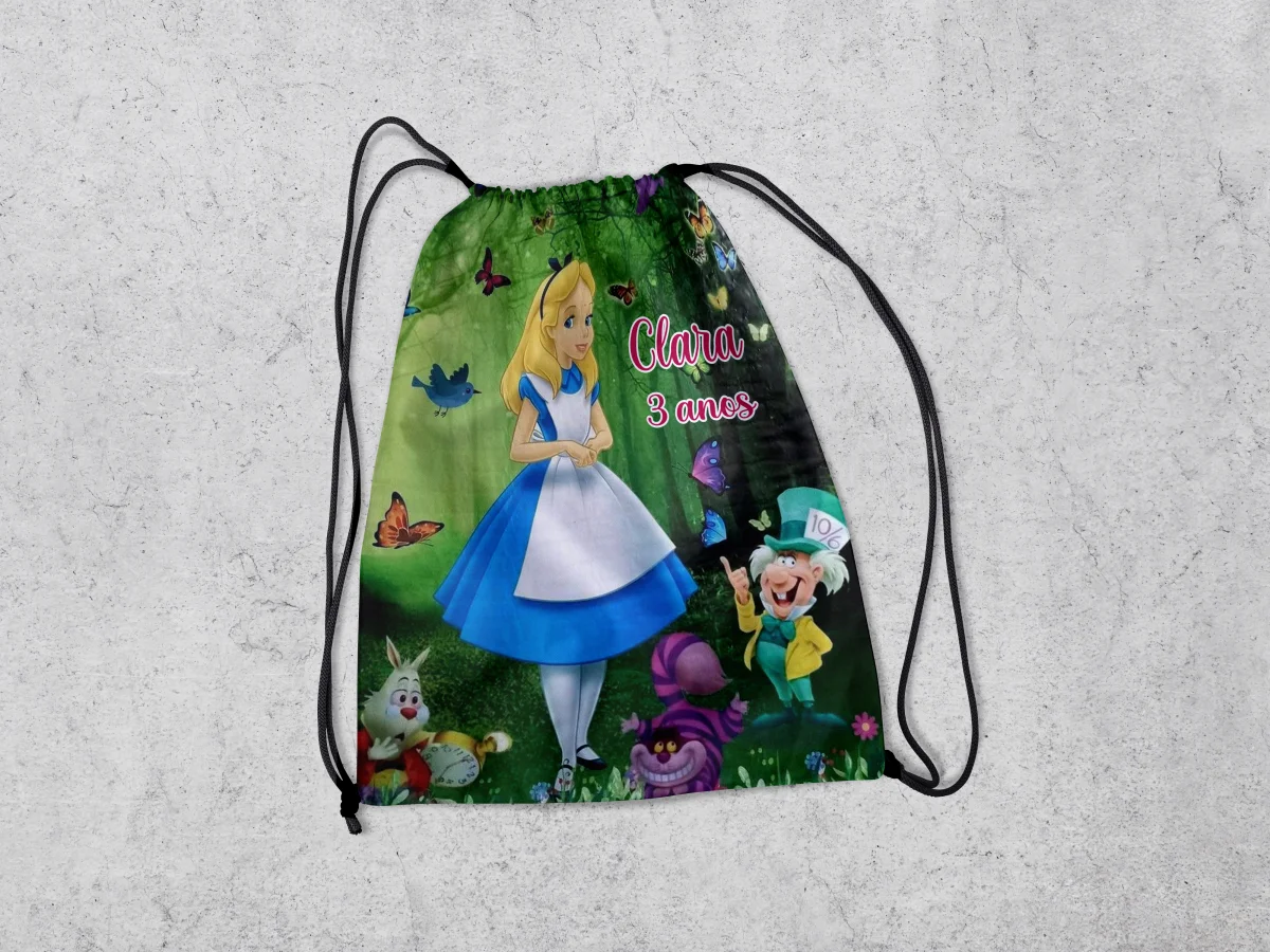 Mochilinha Personalizada para lembrancinhas Alice No Pais das Maravilhas - Imagem 3