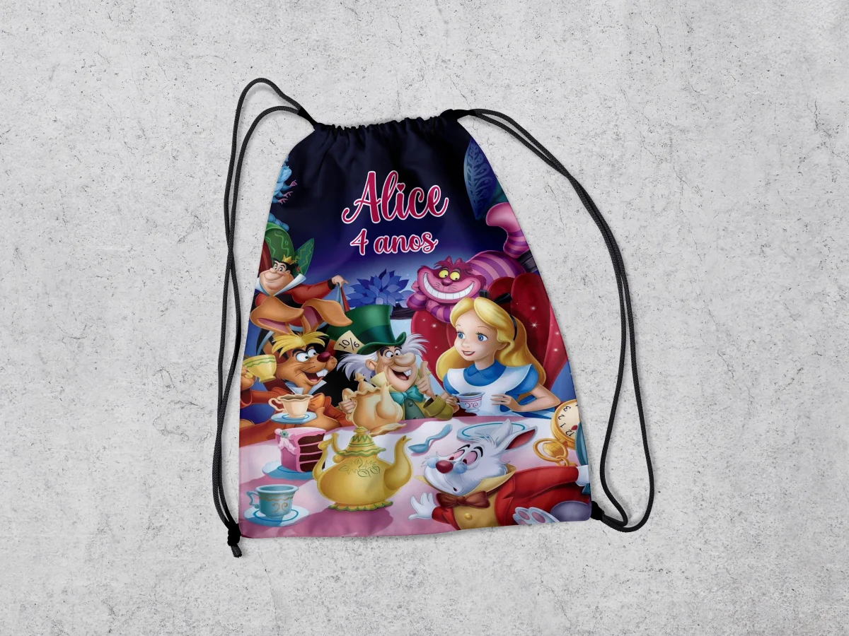 Mochilinha Personalizada para lembrancinhas Alice No Pais das Maravilhas - Imagem 1