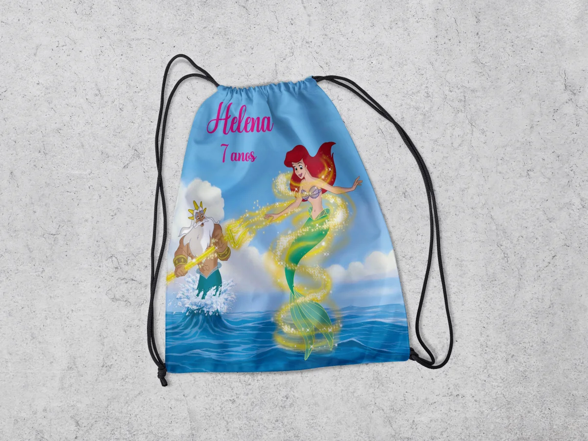 Mochilinha Personalizada para lembrancinhas da Sereia Ariel - Imagem 2