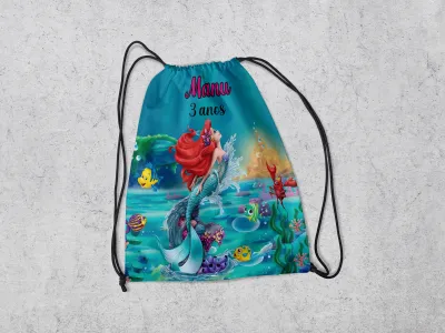 Mochilinha Personalizada para lembrancinhas da Sereia Ariel