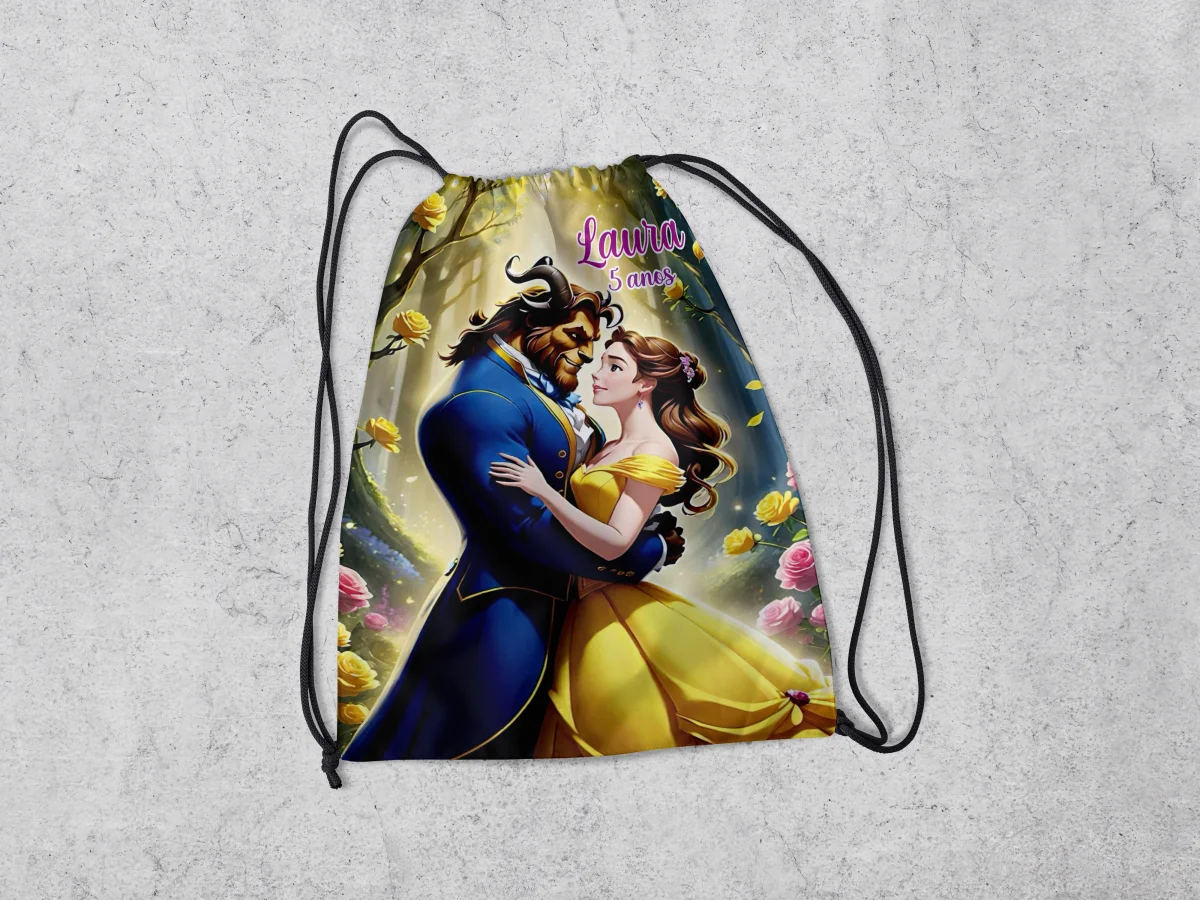 Mochilinha Personalizada para lembrancinhas da Bela e a Fera - Imagem 2