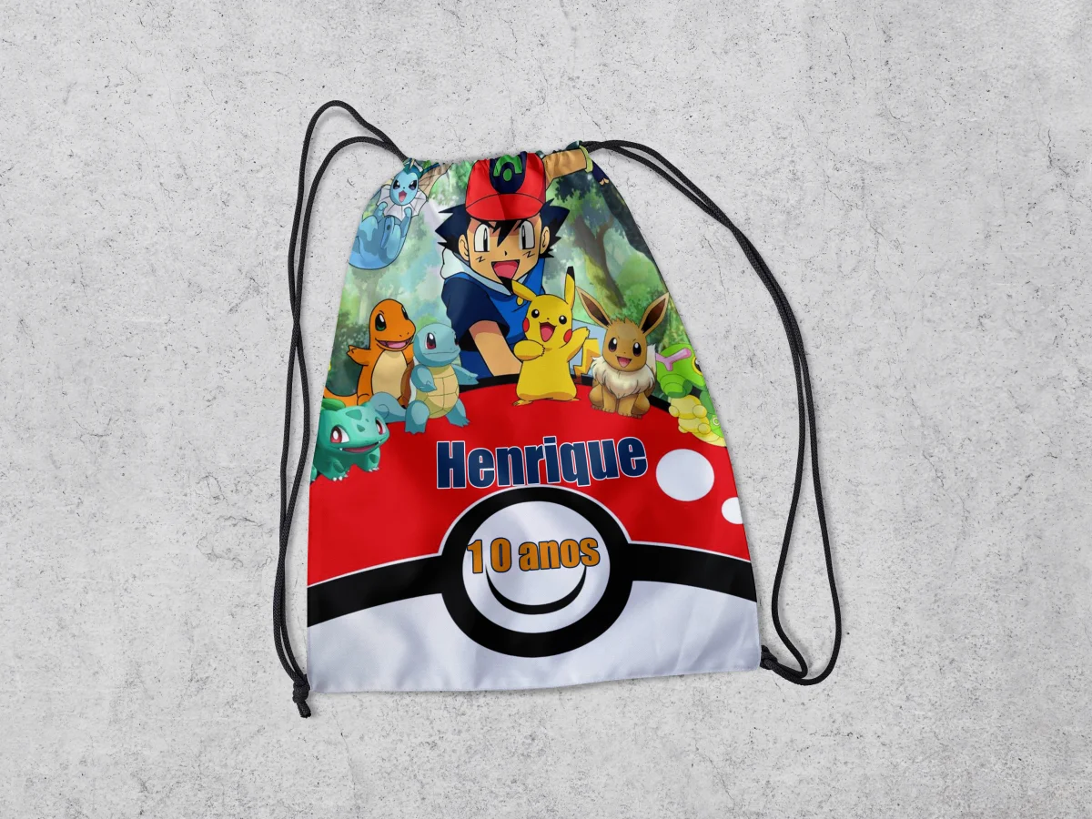 Mochilinha Personalizada para lembrancinhas do Pokemon - Imagem 1