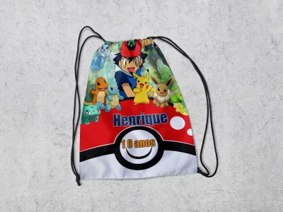 Mochilinha Personalizada para lembrancinhas do Pokemon