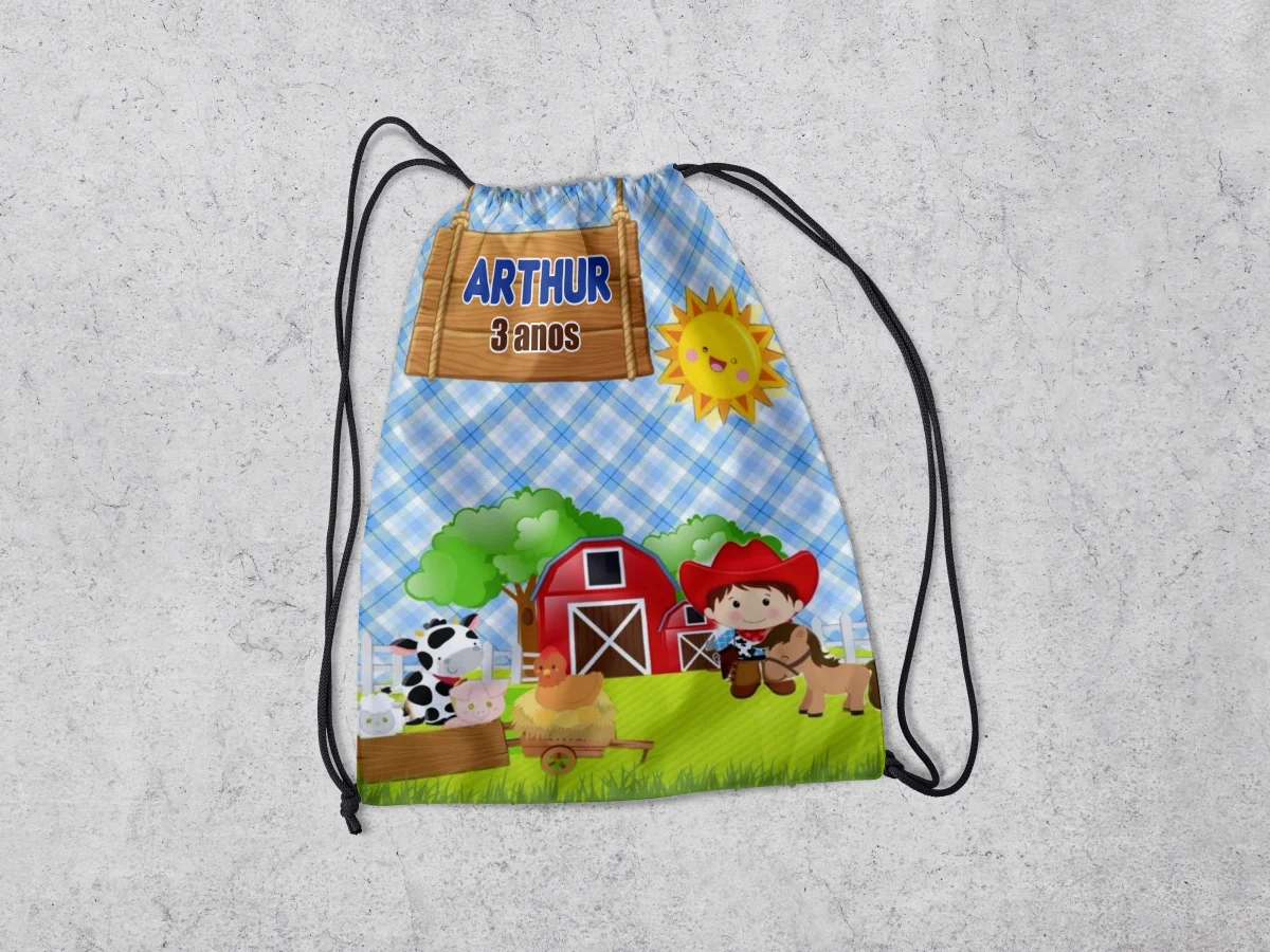 Mochilinha Personalizada para lembrancinhas Fazendinha - Imagem 3