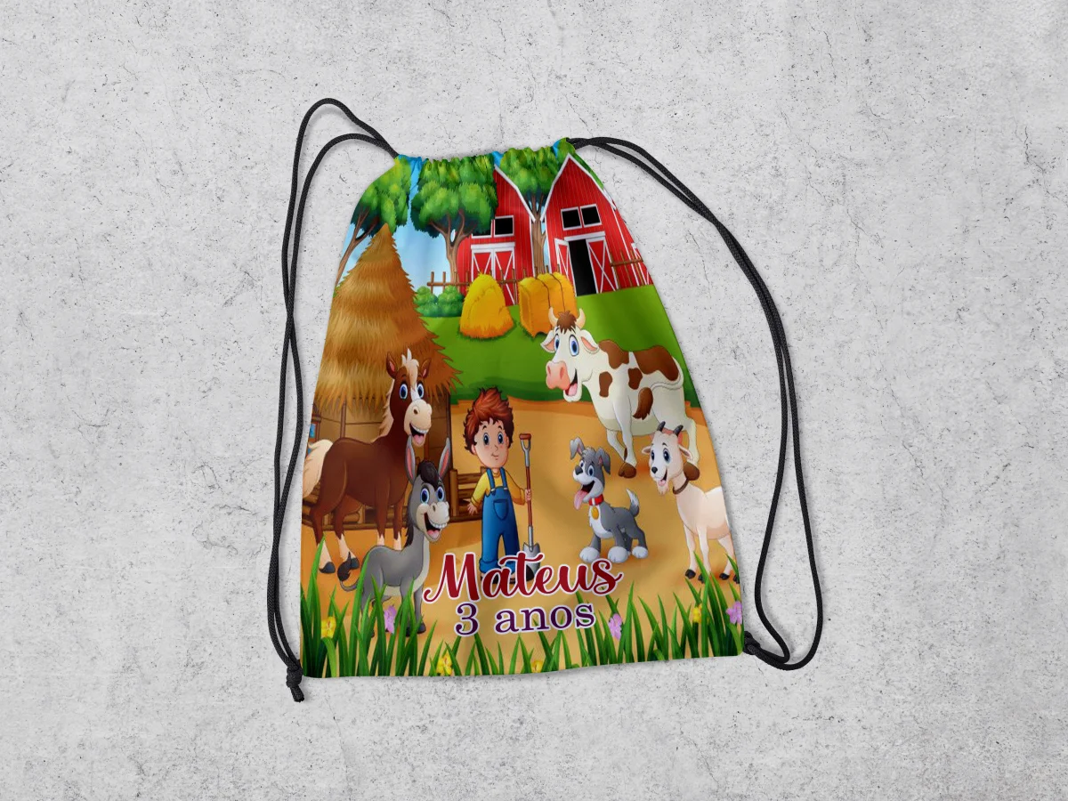 Mochilinha Personalizada para lembrancinhas Fazendinha - Imagem 4