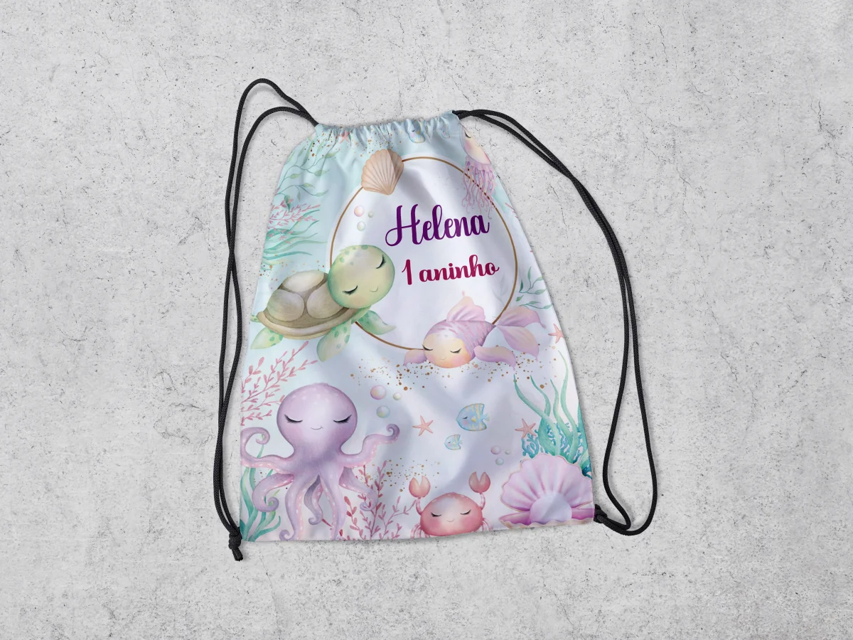Mochilinha Personalizada para lembrancinhas Fundo do Mar - Imagem 1
