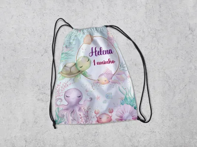 Mochilinha Personalizada para lembrancinhas Fundo do Mar