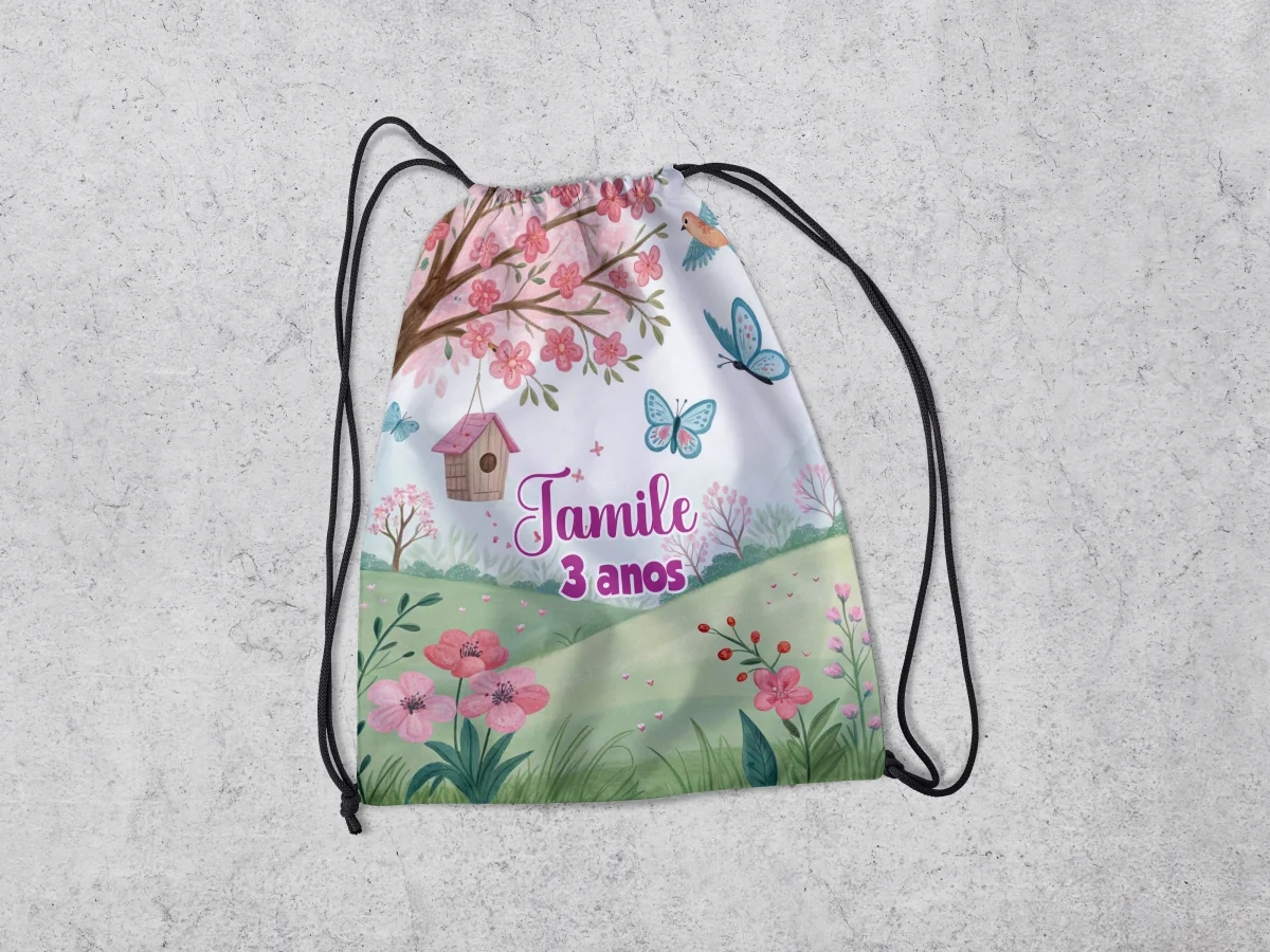 Mochilinha Personalizada para lembrancinhas Jardim das Borboletas - Imagem 3