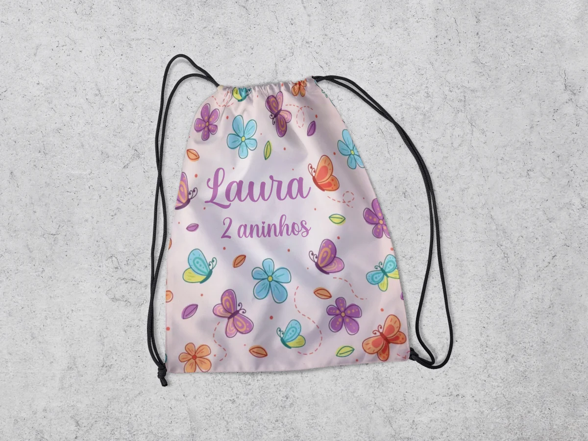 Mochilinha Personalizada para lembrancinhas Jardim das Borboletas - Imagem 1