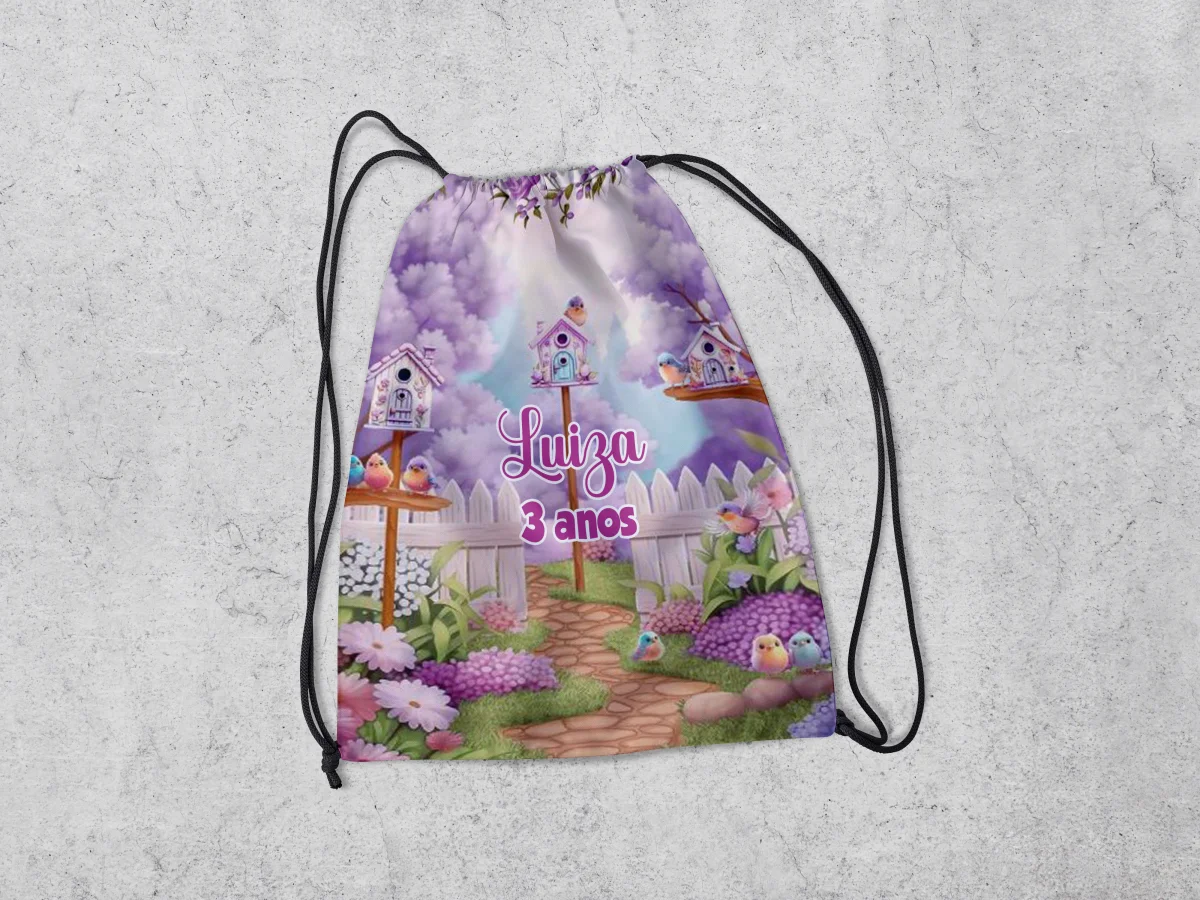 Mochilinha Personalizada para lembrancinhas Jardim Encantado - Imagem 3