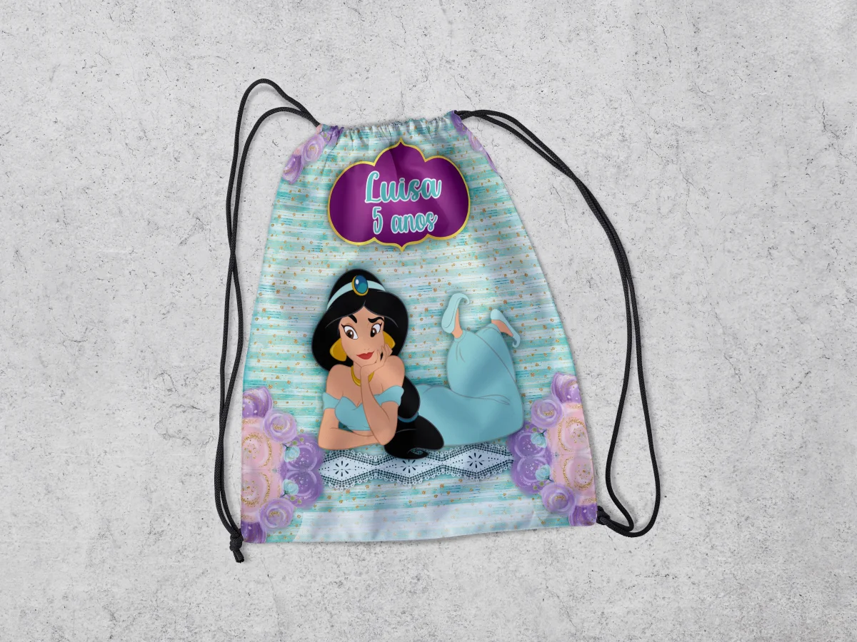 Mochilinha Personalizada para lembrancinhas Princesa Jasmine - Imagem 2