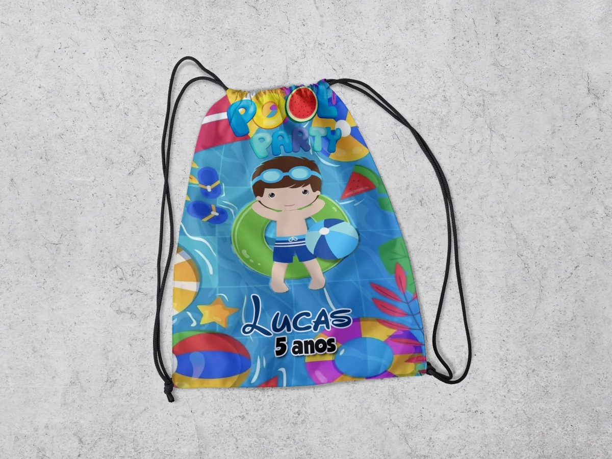 Mochilinha Personalizada para lembrancinhas pool party - Imagem 2
