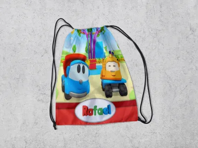 Mochilinha Personalizada para lembrancinhas Léo o Caminhão