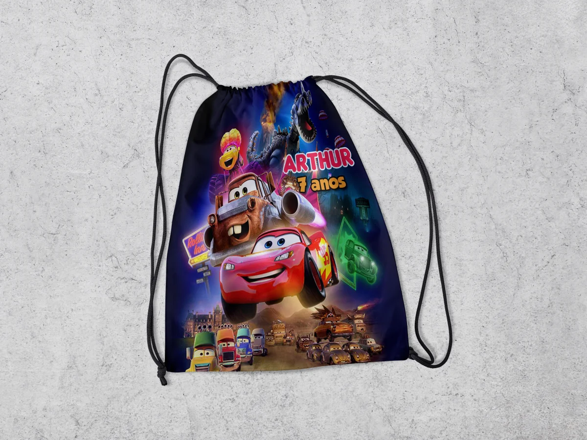 Mochilinha Personalizada para lembrancinhas do Mcqueen Carros Disney - Imagem 3