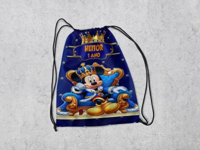 Mochilinha Personalizada para lembrancinhas do Mickey Realeza