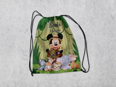 Mochilinha Personalizada para lembrancinhas do Mickey Safari