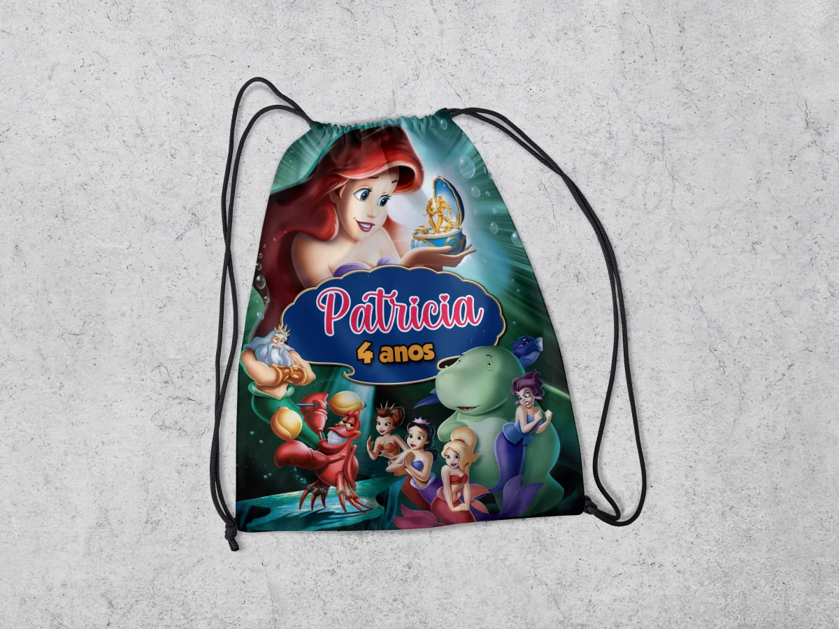 Mochilinha Personalizada para lembrancinhas da Sereia Ariel - Imagem 3