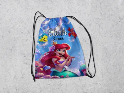 Mochilinha Personalizada para lembrancinhas da Sereia Ariel