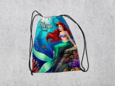 Mochilinha Personalizada para lembrancinhas da Sereia Ariel