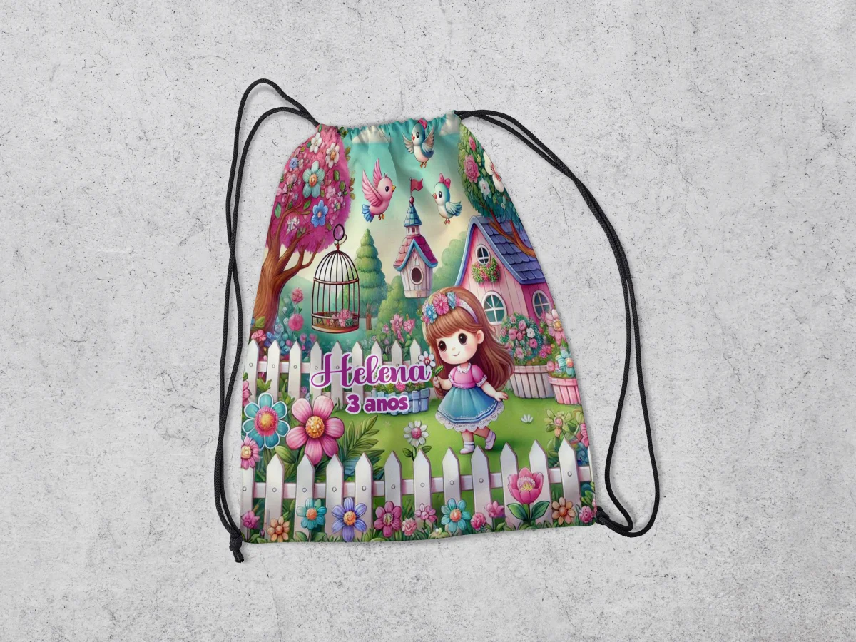 Mochilinha Personalizada para lembrancinhas Jardim Encantado das Fadas - Imagem 2