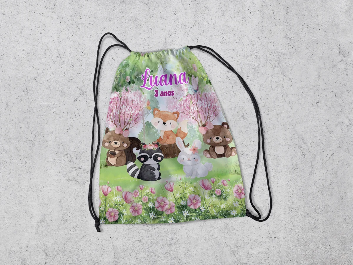 Mochilinha Personalizada para lembrancinhas Bosque Encantado - Imagem 1