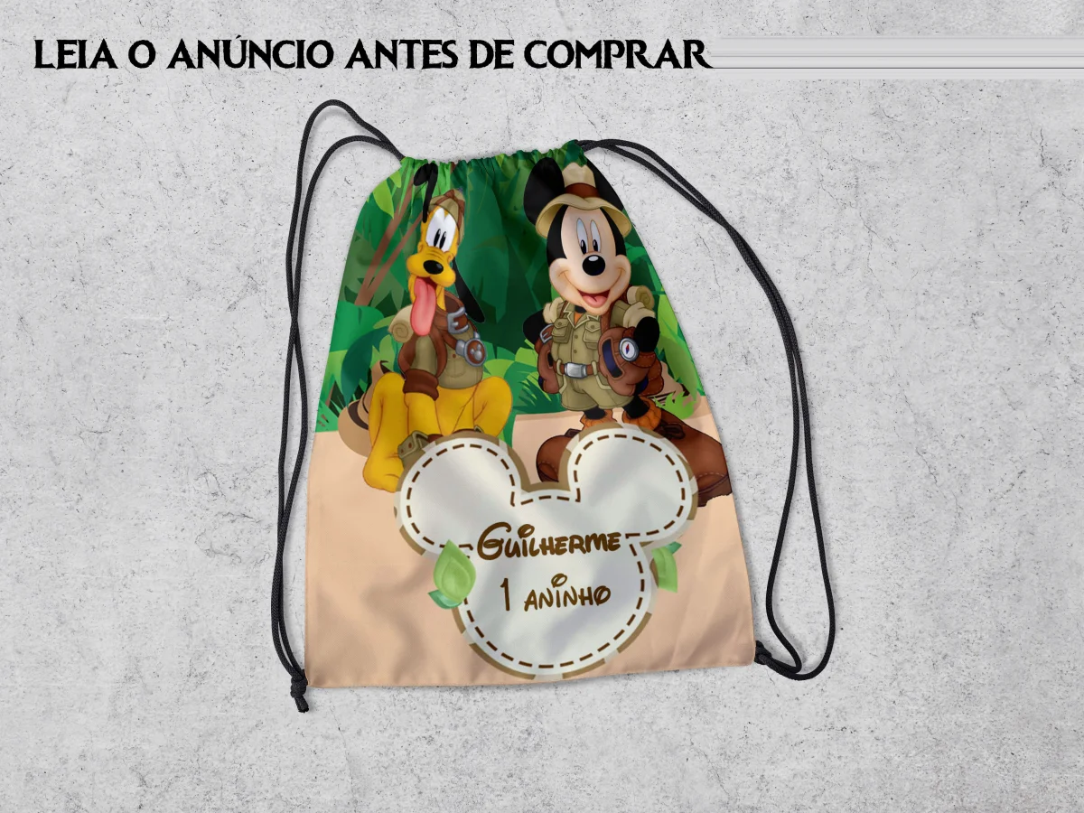 Mochilinha Personalizada para lembrancinhas Mickey Safari - Imagem 1