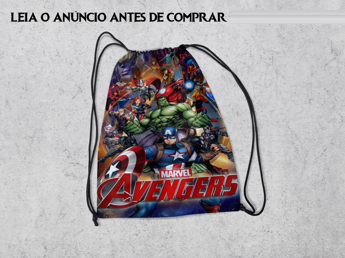 Mochilinha Personalizada para lembrancinhas dos Vingadores da Marvel - Imagem 1