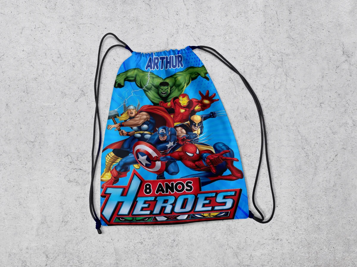 Mochilinha Personalizada para lembrancinhas dos Vingadores da Marvel - Imagem 4