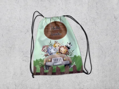 Mochilinha Personalizada para lembrancinhas Safari Baby