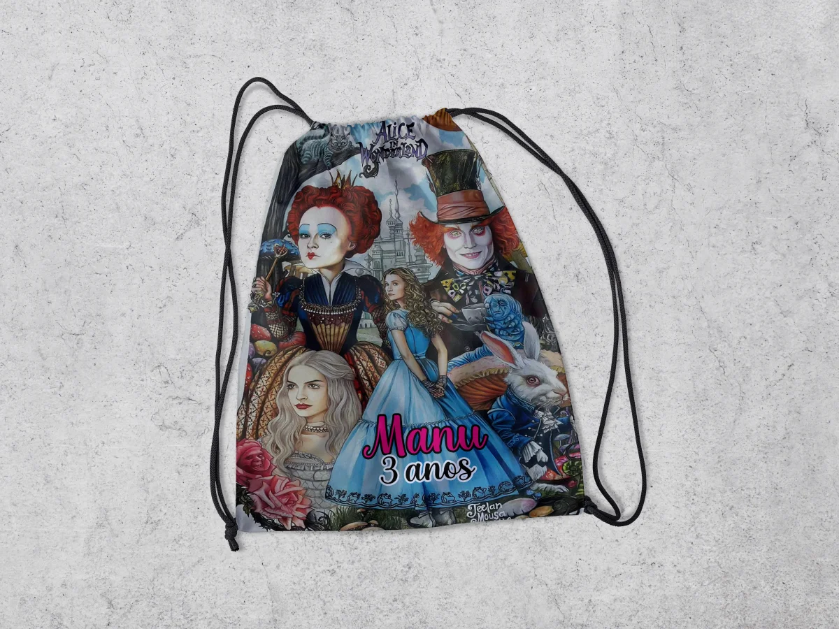 Mochilinha Personalizada para lembrancinhas Chapaleiro Maluco - Imagem 2