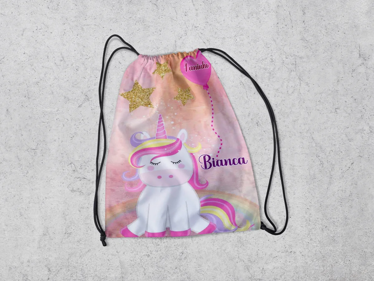 Mochilinha Personalizada para lembrancinhas Unicornio - Imagem 2