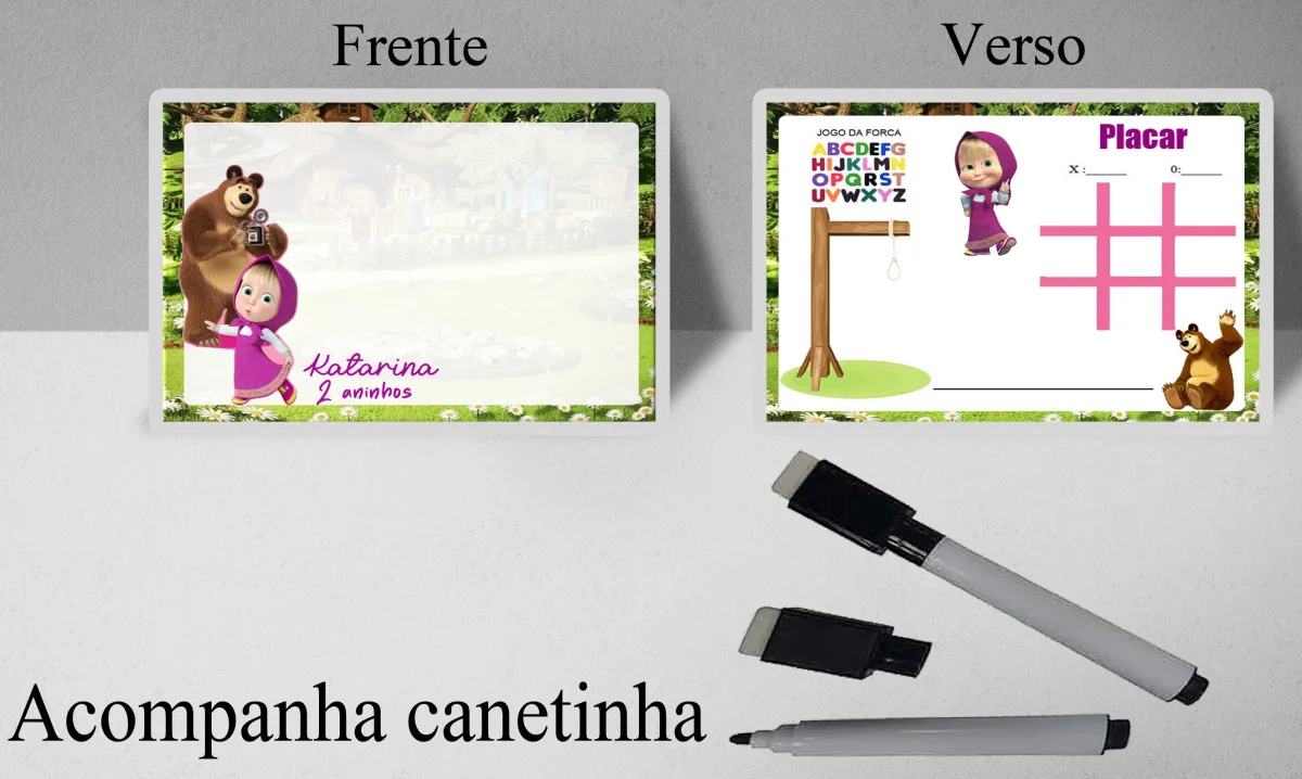 Lousa Magica infantil personalizada para lembrancinhas da Marsha e o Urso - Imagem 2