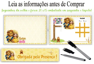 Lousa Magica infantil personalizada para lembrancinhas da Bela e Fera