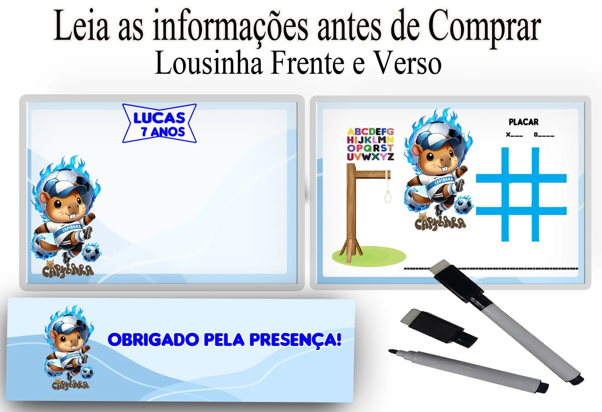 Lousa Magica infantil personalizada para lembrancinhas da Capivara - Imagem 1